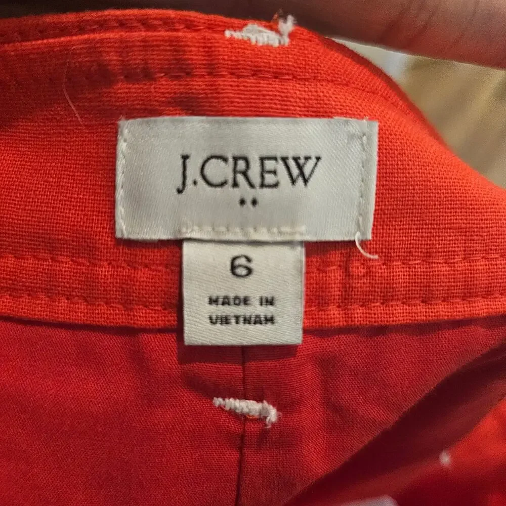 J. Crew Linen Blend Button Through Belted Midi Skirt Size 6